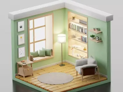 Cozy living room 3D model buy