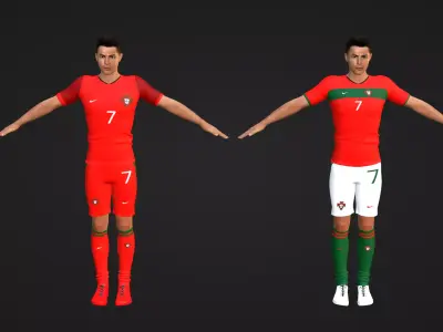 Cristiano Ronaldo - Portugal - Two Models Low-poly 3D model