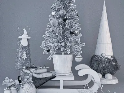 Christmas decorative set 3D model buy