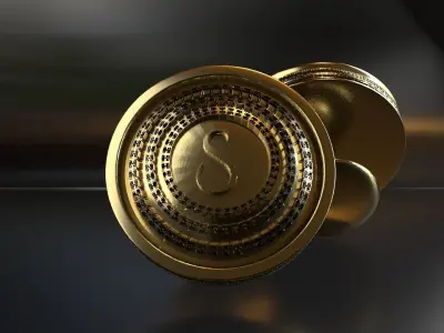 Luxury Cufflink with alphabet S 3D print model