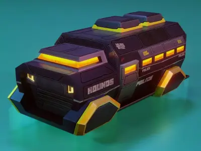 Low Poly Stylized Sci-Fi Police SWAT Hover Car Low-poly 3D model