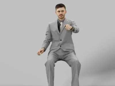Posture An Elegant Business Man Driving A Car 3D model