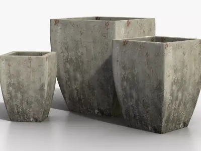 Vase Concrete Quad Set Low-poly 3D model