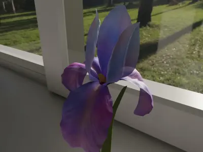 Flower in vase Iris Low-poly 3D model