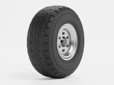 Tire V1 - Wide Automotive Wheel Low-poly 3D model