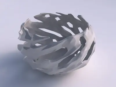 Bowl spheric twisted with faceted cuts and bulges  3D print model