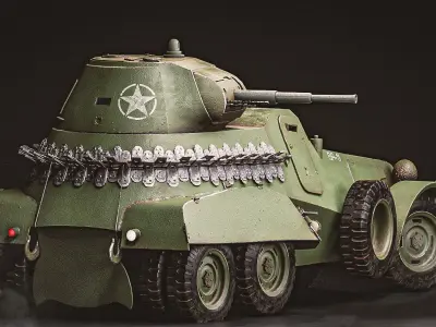 Rigged High Poly Ba-11 armored car 3D model