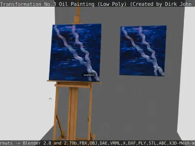 Blue Transformation no-3 Oil Painting   Low-poly 3D model