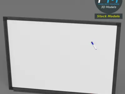 Magnetic whiteboard with markers 3D model