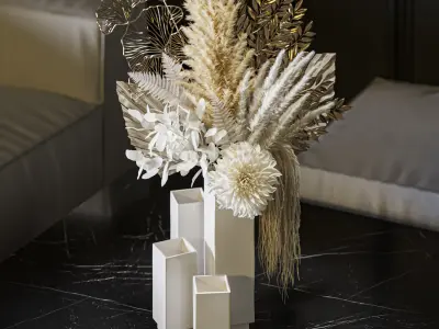 Flower Set 055 Pampas gold leaves 3D model