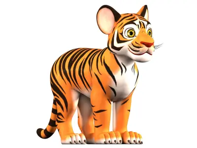 Cartoon Tiger 3D Low-poly 3D model