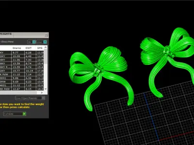 luxury bow elegant earrings 3D print model