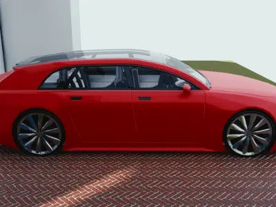 BLENDER EEVEE Brandless Small 4 door hatchback Low-poly 3D model