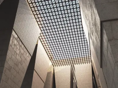 Temple building with lines 3D model