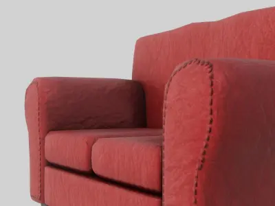 Red Sofa Free low-poly 3D model