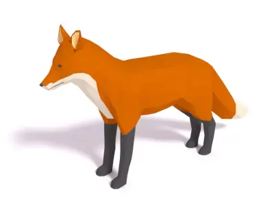 Low Poly Cartoon Fox Low-poly 3D model