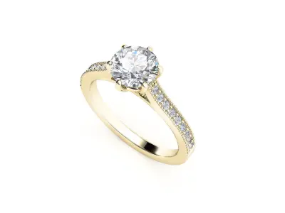 ZRP022 solitaire diamond engagement ring 3D print model