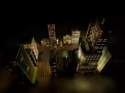 City Downtown Skyscraper Street - Night - Unreal - Lot 06 Low-poly 3D model