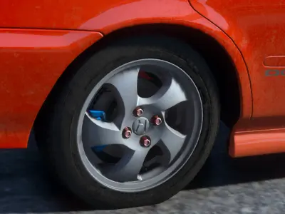 Honda Civic EK4 VTi SiR OEM Rim Wheel Game Ready 3D Model Low-poly 3D model