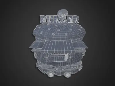 Asset - Cartoons - Food Car -  Hamburger Car 3D model