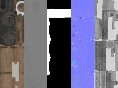 Old wooden handcar Low-poly 3D model