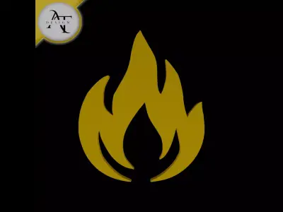 Simple Flame Symbol - 2D Art Free 3D print model 18