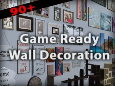 Picture Frame and Wall Decoration Low-poly 3D model