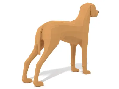 Low Poly Cartoon Hungarian Vizsla Dog Low-poly 3D model