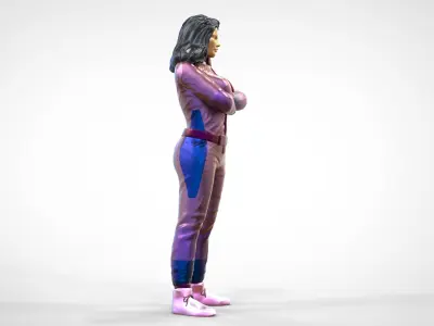 N5 Woman Race Driver Standing 3D print model