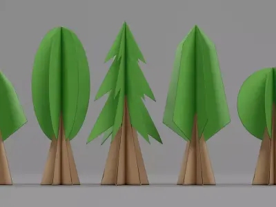 Paper Trees Low-poly 3D model