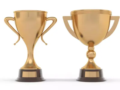 Gold Trophy Cups 3D model 10