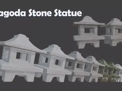Pagoda Stone Statue Low-poly 3D model