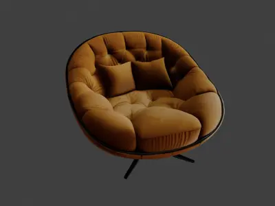 Modern Velvet Lounge Armchair 3D model
