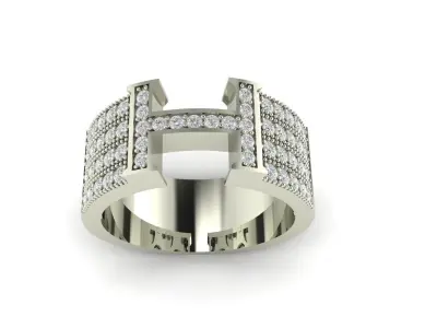 H diamond men ring 3D print model