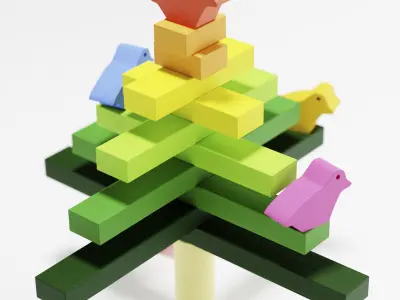 Wooden Block Toy set 3D model