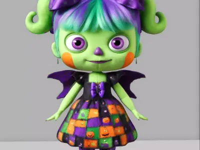 Doll kids halloween Low-poly 3D model