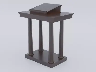 Lectern C wooden podium with book on top Low-poly 3D model