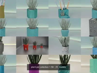 plant pot colection 1-50  3D Model Collection