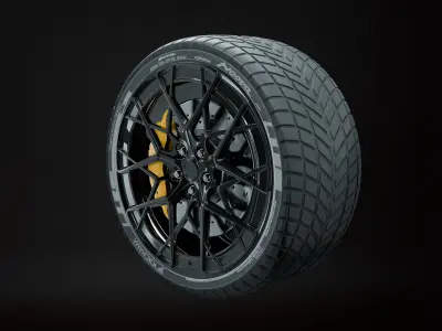Car Wheel with Brake Caliper 3D model