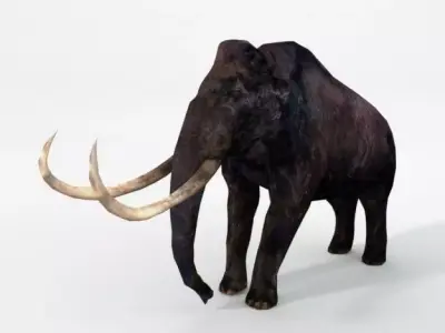 Mammoth woolly with tusks Low-poly 3D model