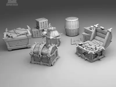 A set of chests 3D print model