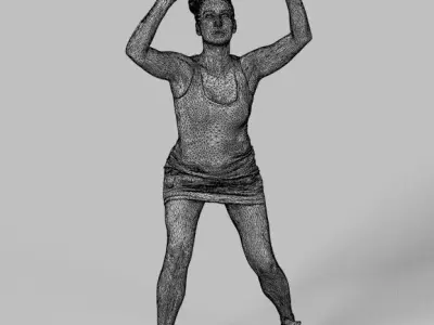 4x BEACH VOLLEYBALL PEOPLE MAN WOMAN PLAYERS SMASHING SCANNED  3D Model Pack