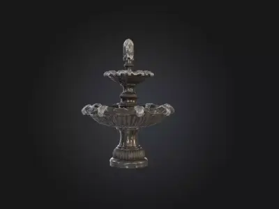 Antique Marble Tiered Fountain Low-poly 3D model
