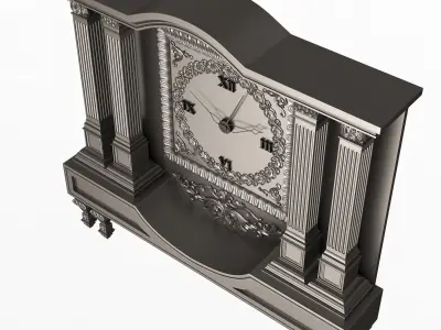 Classic Clock 09 Chrome Low-poly 3D model