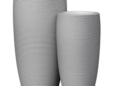 Decorative Contemporary corrugated ceramic floor vase Urn pot 3D model
