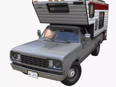 American camper truck Low-poly 3D model