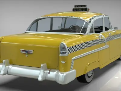 Taxi Yellow cab Belair sedan 1955 3D model