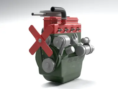 Old straight engine inline engine - print ready 3D print model