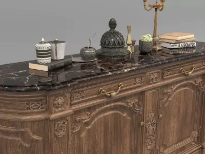 Classic European style Sideboard and Decoration 7 3D model