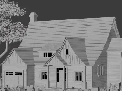 American Style Cottage Exterior 04 Low-poly 3D model